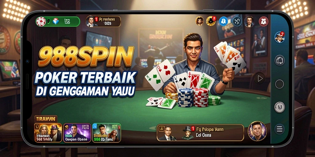 Tampilan gameplay poker yang menarik dan seru di 988SPIN.