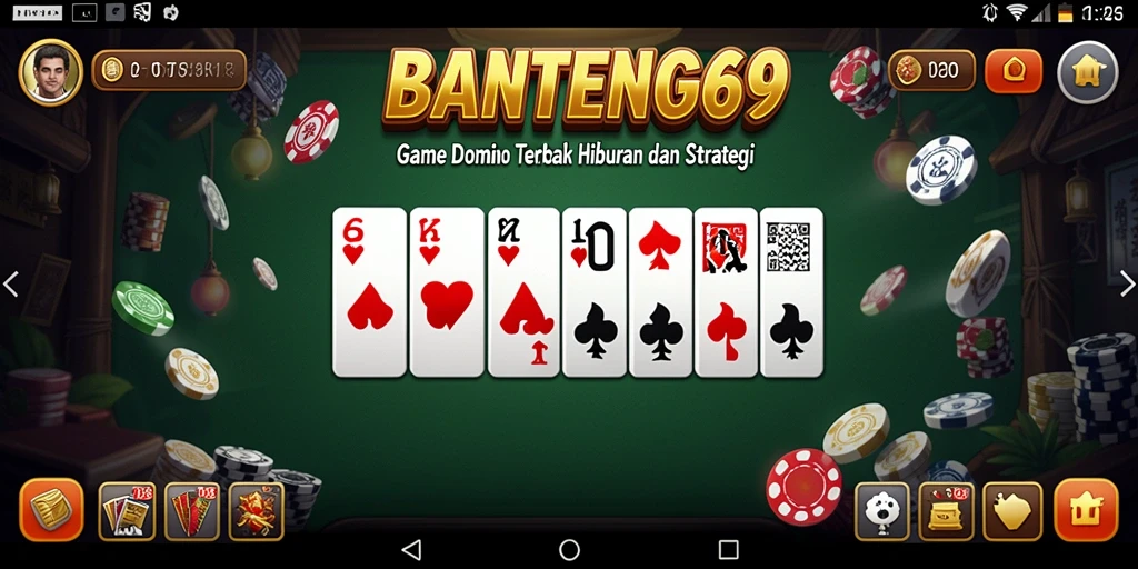 Tampilan utama gameplay BANTENG69 dengan kartu domino yang menarik.