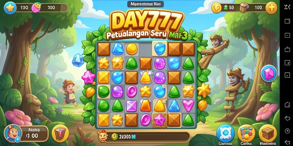 Tampilan gameplay DAY777 dengan aksi mencocokkan warna-warni.