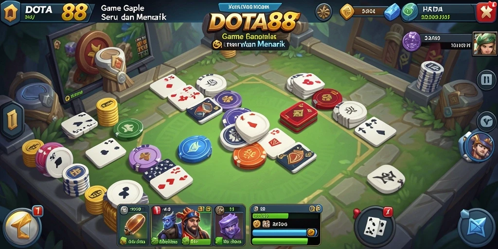 Tampilan gameplay seru DOTA88 dengan papan Gaple yang menarik.