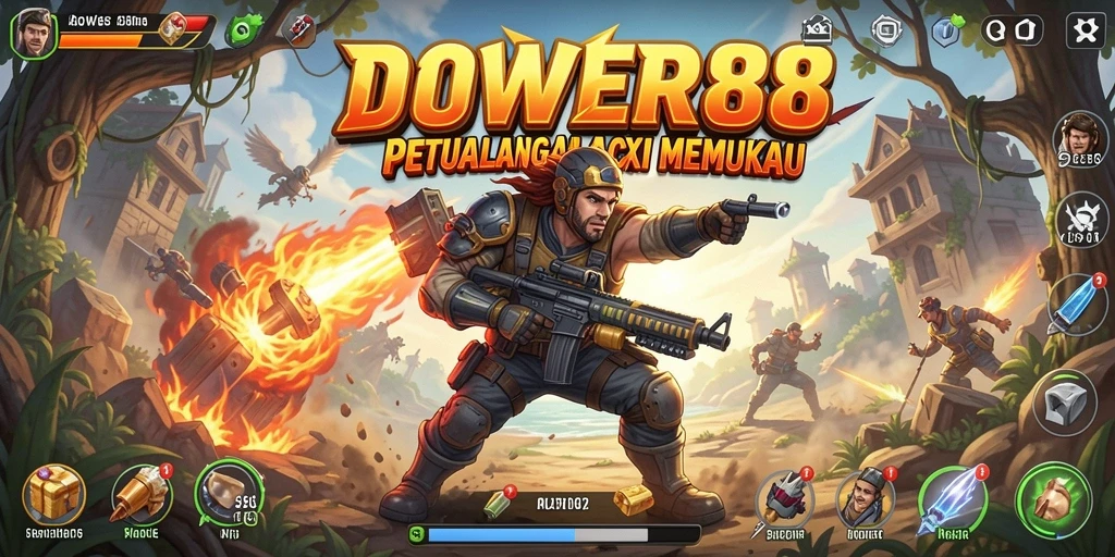 Tampilan menegangkan dalam gameplay DOWER88 saat karakter bertarung melawan musuh.