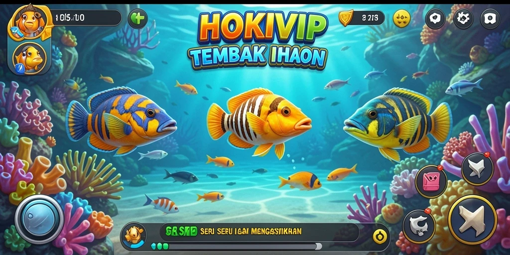 Tampilan gameplay HOKIVIP saat menembak ikan dengan aksi mendebarkan.