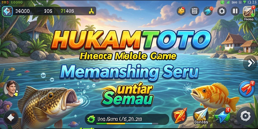 Screenshot gameplay HUKUMTOTO dengan aktivitas memancing yang seru.