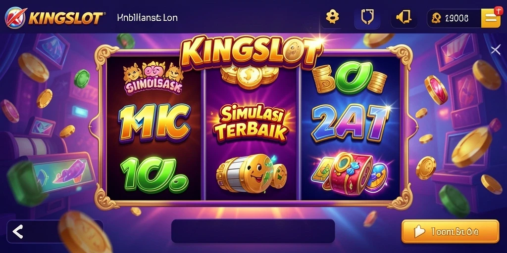 Screenshot gameplay KINGSLOT dengan grafis menawan dan mesin slot yang bervariasi.
