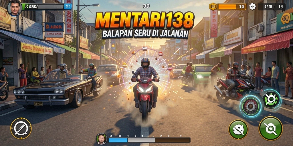 Screenshot MENTARI138 menampilkan aksi balapan yang mendebarkan.