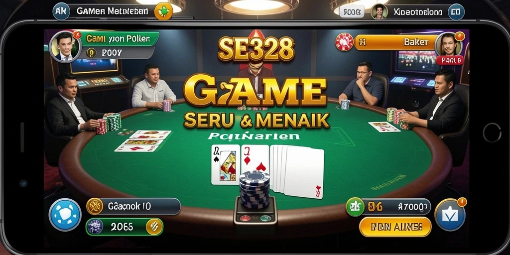 Tampilan gameplay utama SE328 dengan aksi poker yang intens.