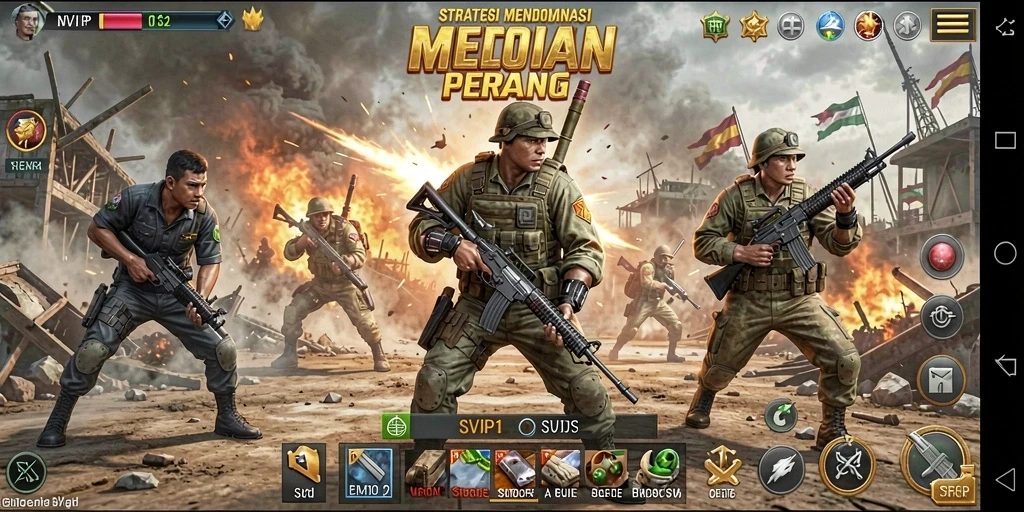 Tampilan gameplay mendebarkan dari SVIP1 dalam pertempuran strategi.