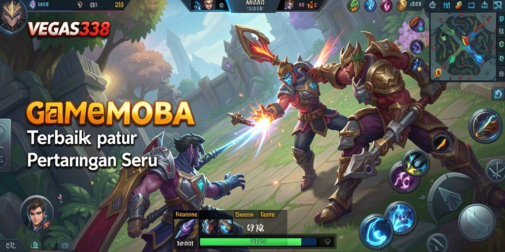 Tampilan dinamis gameplay MOBA VEGAS338 yang seru.