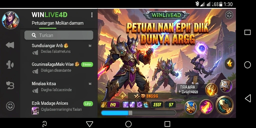 Screenshot gameplay WINLIVE4D yang menunjukkan aksi pertempuran menegangkan.